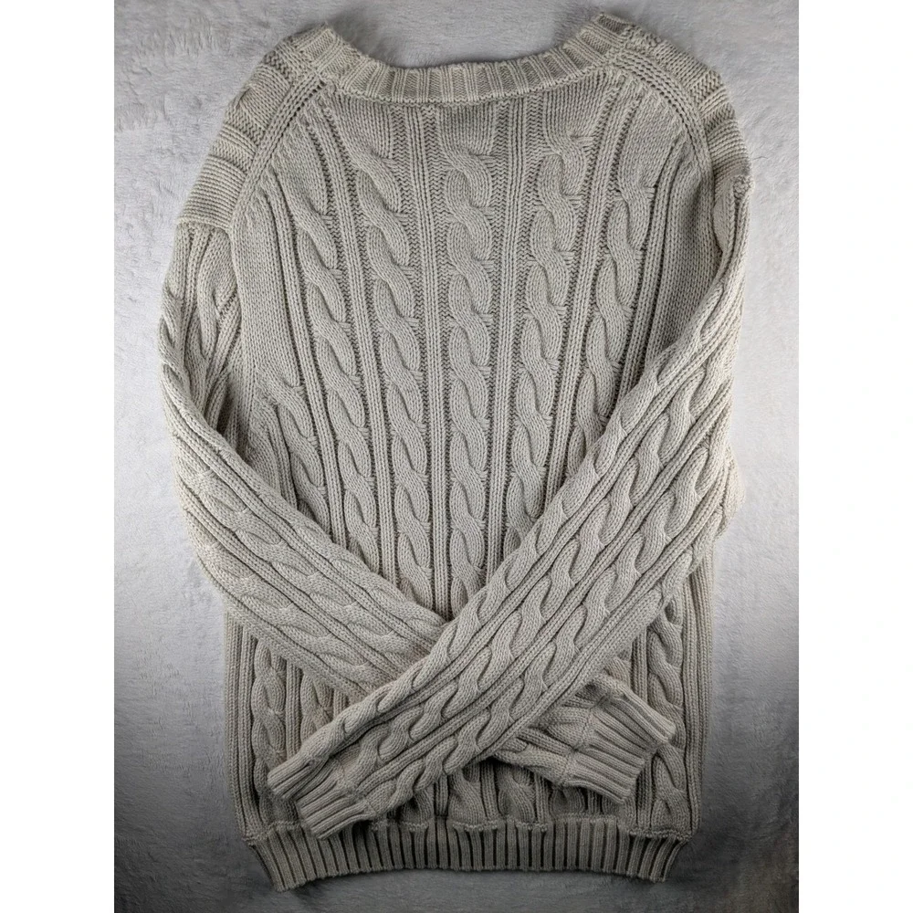 NWT J. Crew‎ Always Cable Knit Crewneck Sweater Classic Fit Beige XL